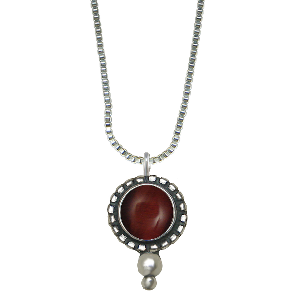 Sterling Silver Little Red Tiger Eye Pendant Necklace